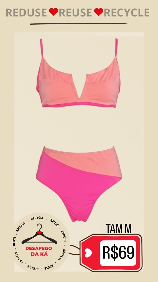 Biquini Rosa/Pink M, Rosa, tamanho M — foto 3