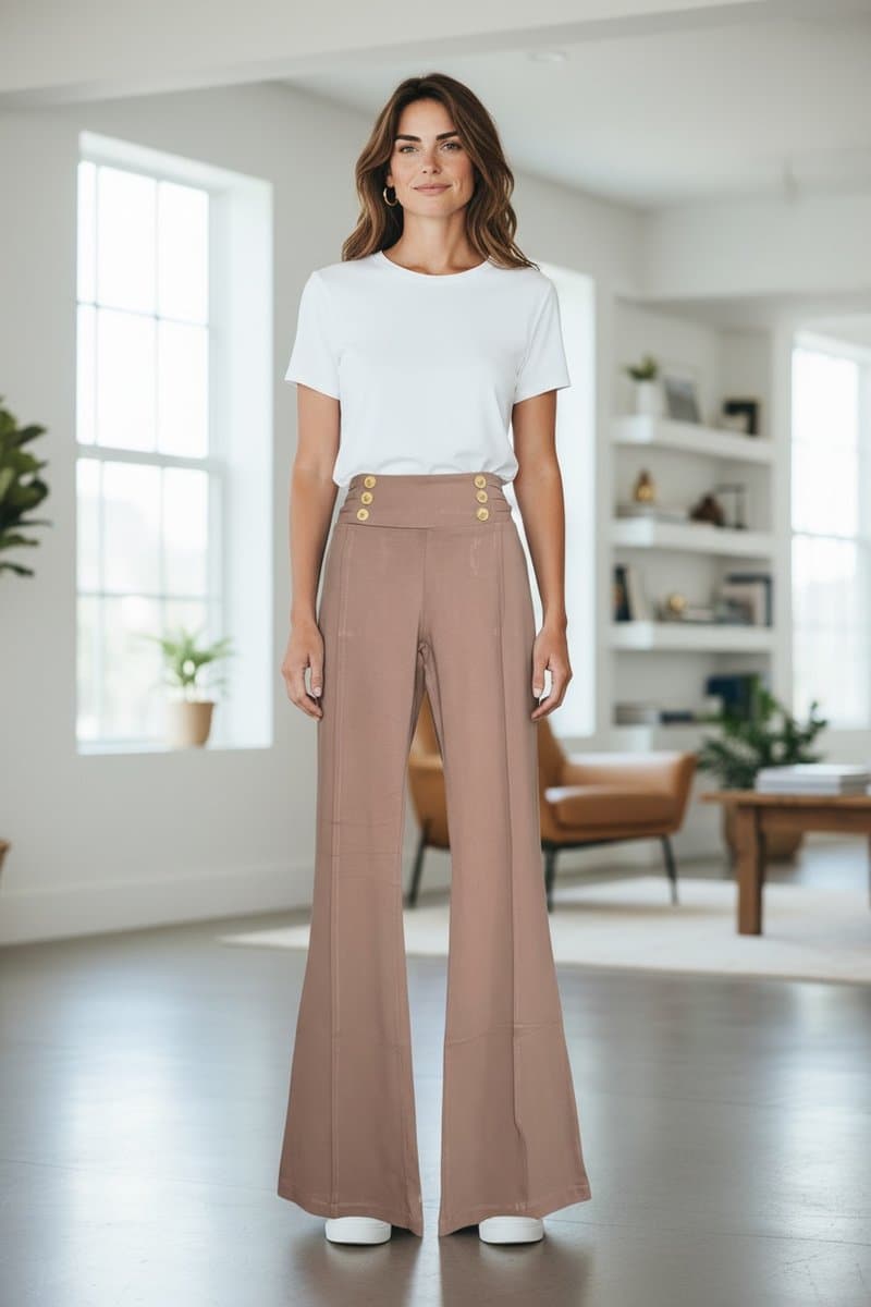 Calça Malha Marron Vintage G, Marrom-claro, tamanho G — foto 2