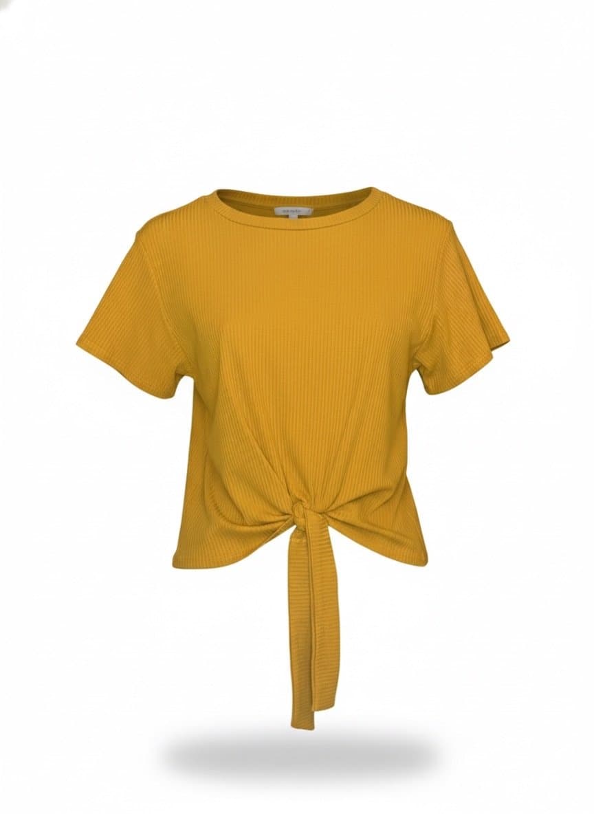 Tee Canelada Mostarda Aqua M, Ocre, tamanho M