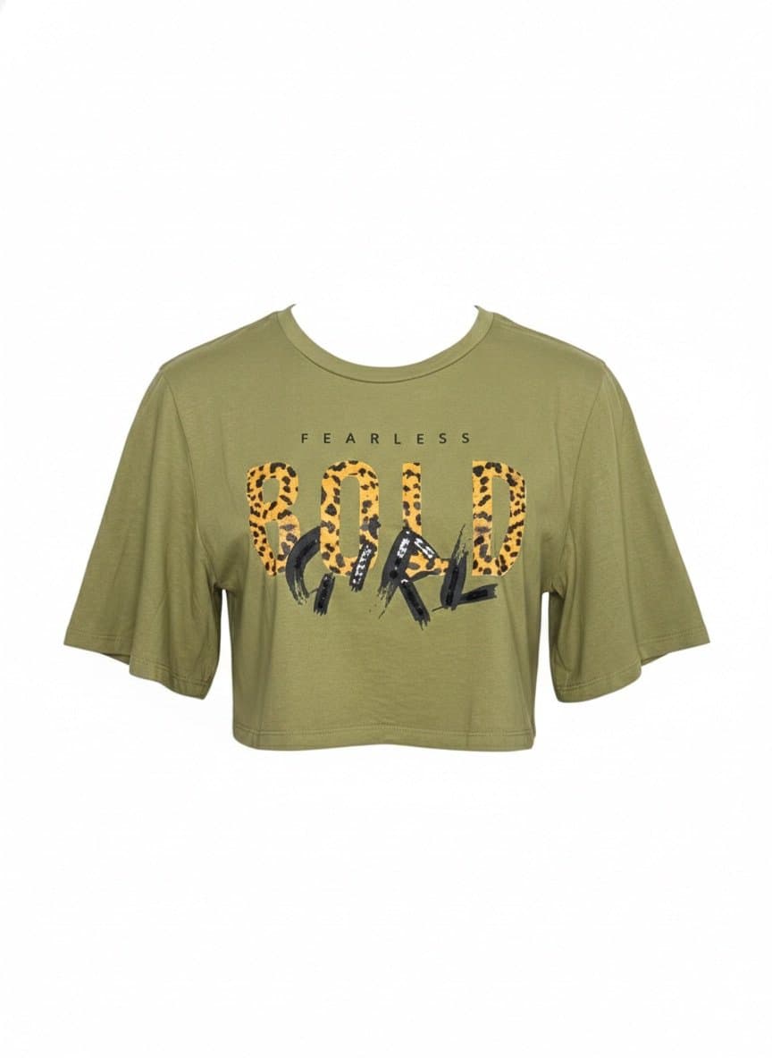 Tee Militar Bold Girl Flor Unica M, Verde-musgo, tamanho M