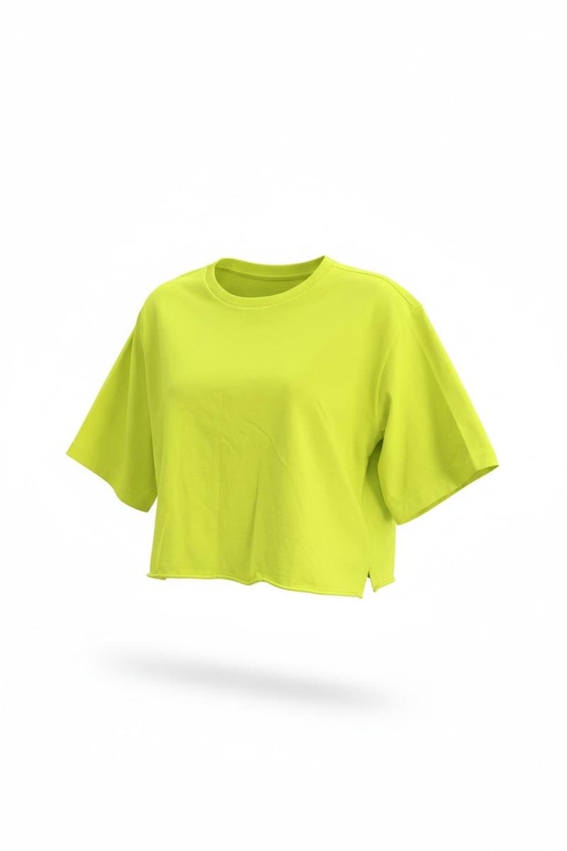 Tee Cropped Lima Agna Costa M, Verde-limão, tamanho M