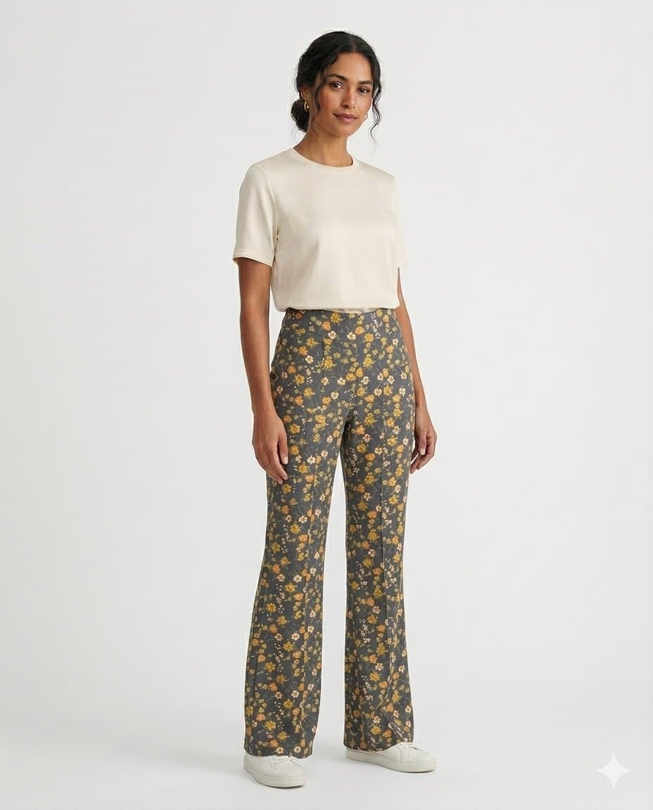 Calça Florzinha Amarela P, Amarelo, tamanho P — foto 2