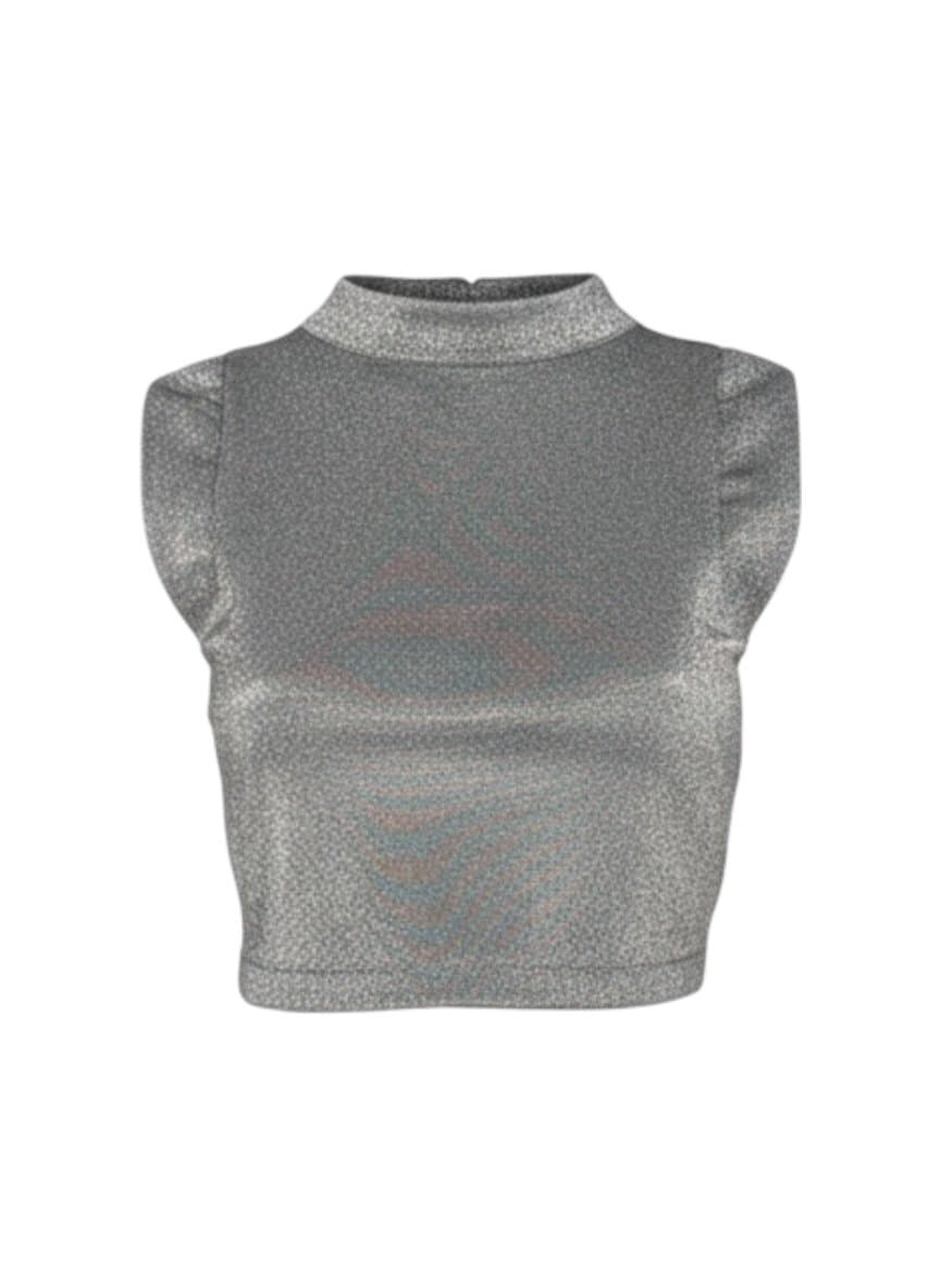 Top Shoulder Lurex P, Prateado, tamanho P