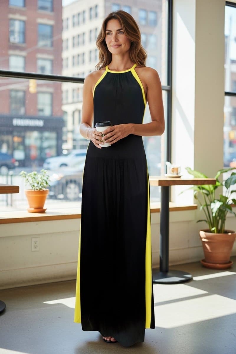 Vestido Longo Preto Verde Sacada 38, Sacada, Preto, tamanho 38 — foto 3