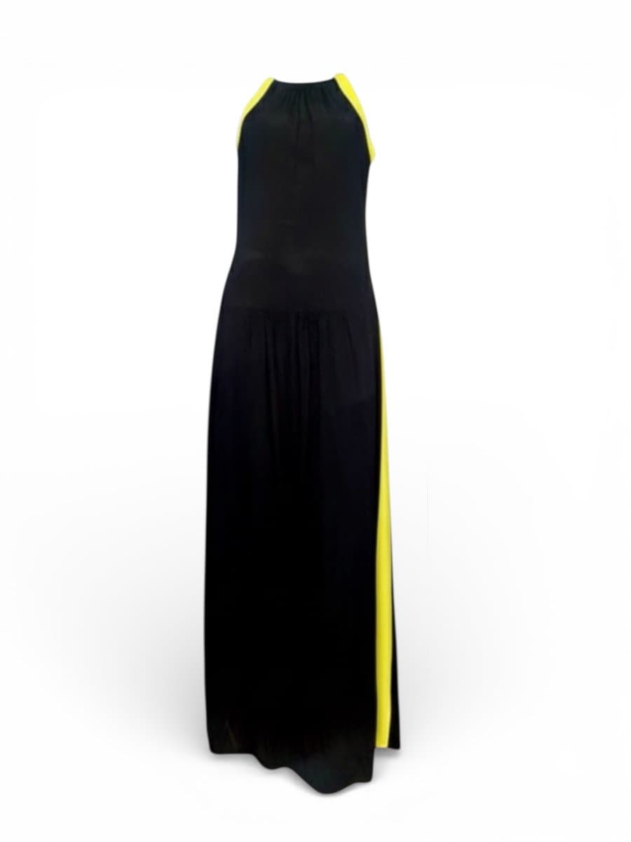 Vestido Longo Preto Verde Sacada 38, Sacada, Preto, tamanho 38