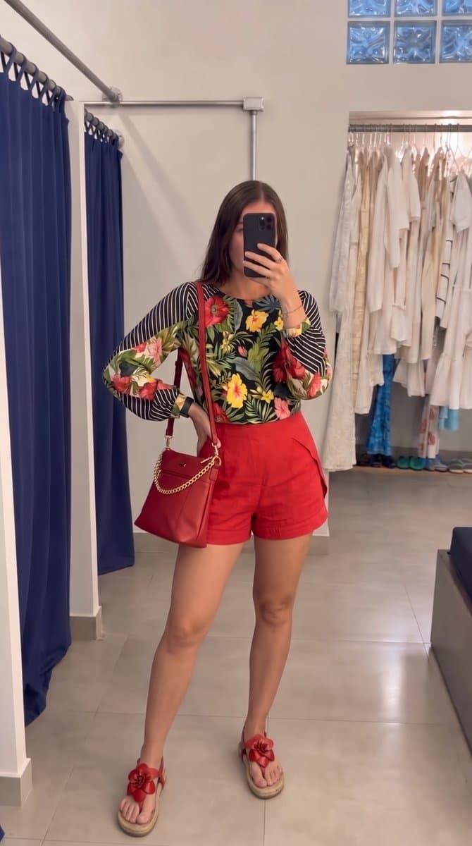 Shorts Verm Poup 38, Vermelho, tamanho 38 — foto 4