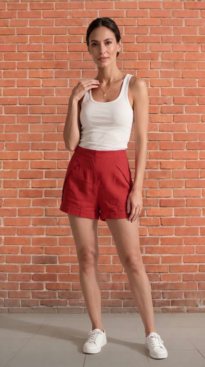 Shorts Verm Poup 38, Vermelho, tamanho 38 — foto 2