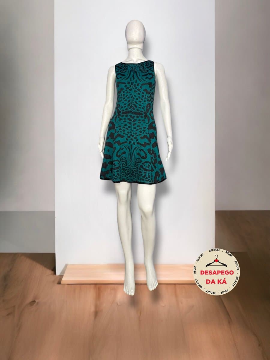 Vestido Tricot Verde Animal Print Lelis M, Lelis Blanc, Verde, tamanho M — foto 3