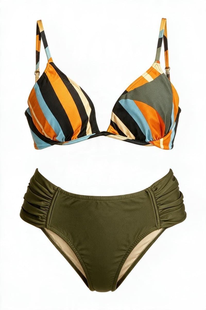 Conjunto Biquíni Militar e Listra Lua Morena, Verde-musgo, tamanho M