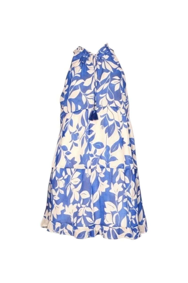 Vestido Crepe Estampa Azul/Branco Fly G, Azul, tamanho G