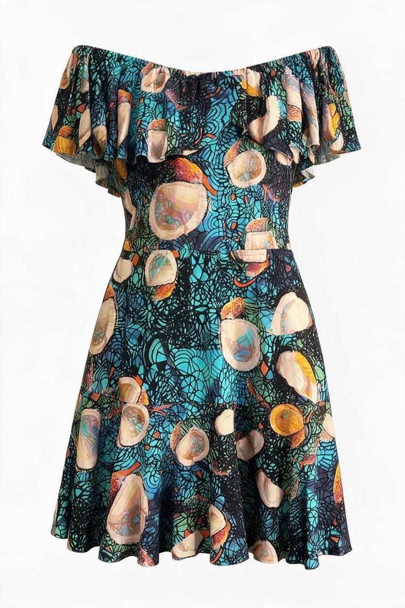 Saída de Praia - Vestido Estampa Ciganinha Liquido, tamanho M
