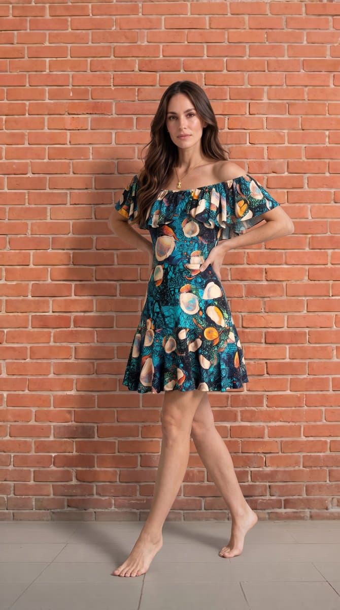 Saída de Praia - Vestido Estampa Ciganinha Liquido, tamanho M — foto 3