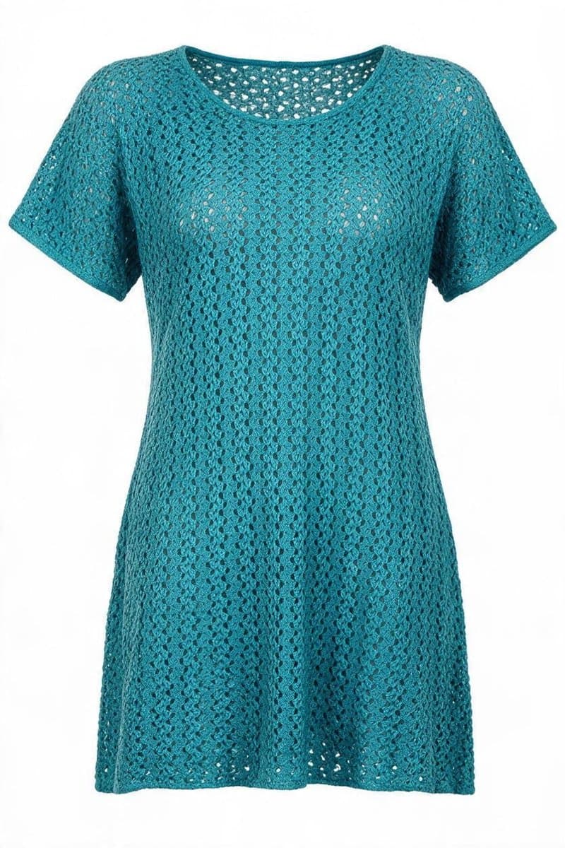 Saída Praia Tee Renda Turquesa, Azul-turquesa, tamanho M