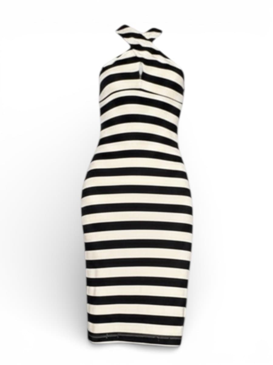 Vestido Listras PB Farm P, Farm, Preto, tamanho P