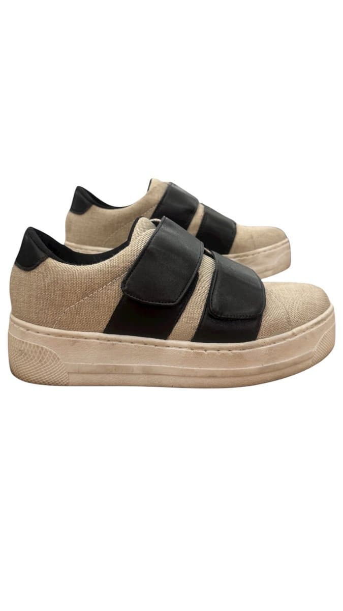 Tenis Bege/Preto Velcro Santa Lolla 37, Santa Lolla, Bege, tamanho 37
