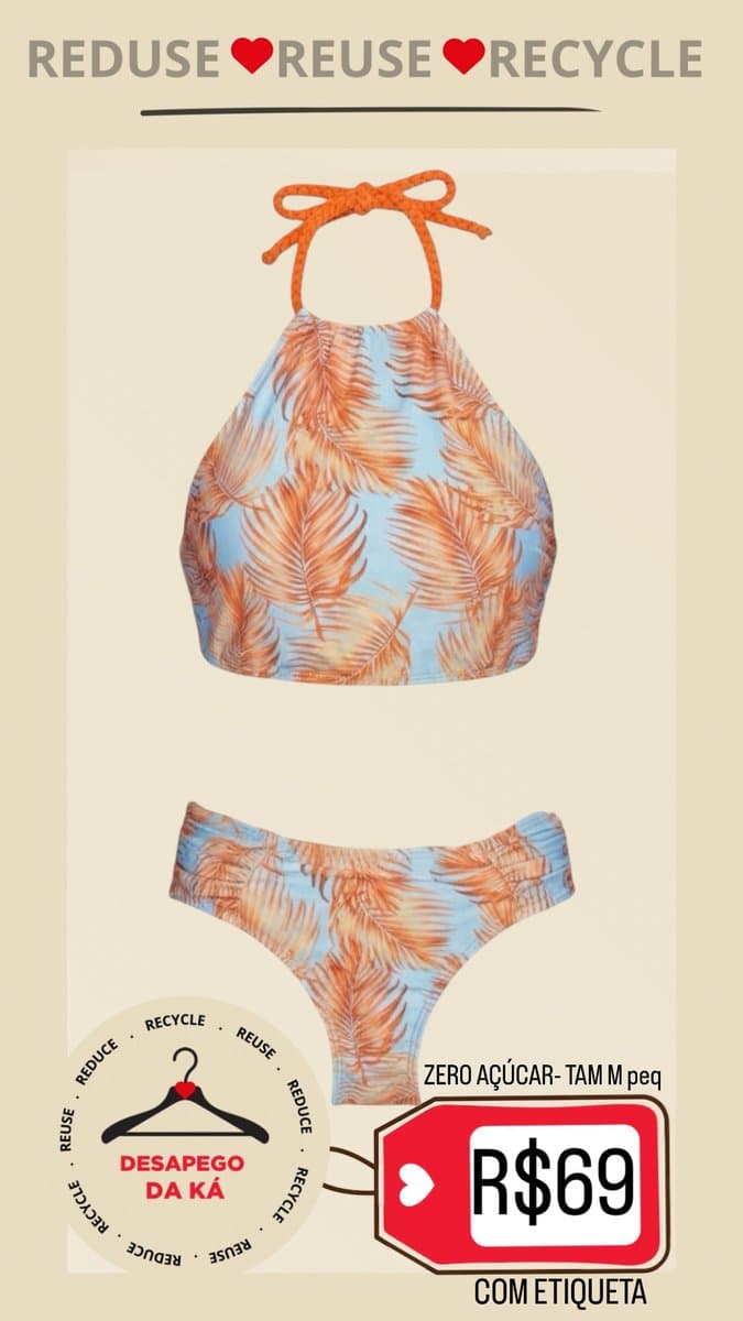 Biquini Azul/Coral M, Azul, tamanho M — foto 3