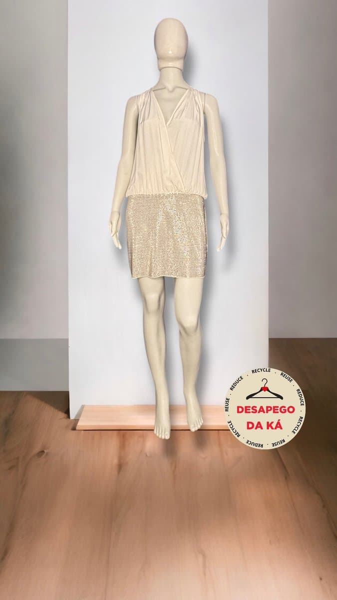 Vestido Off/ Brilhos CKJ, Calvin Klein, Branco, tamanho 40 — foto 3