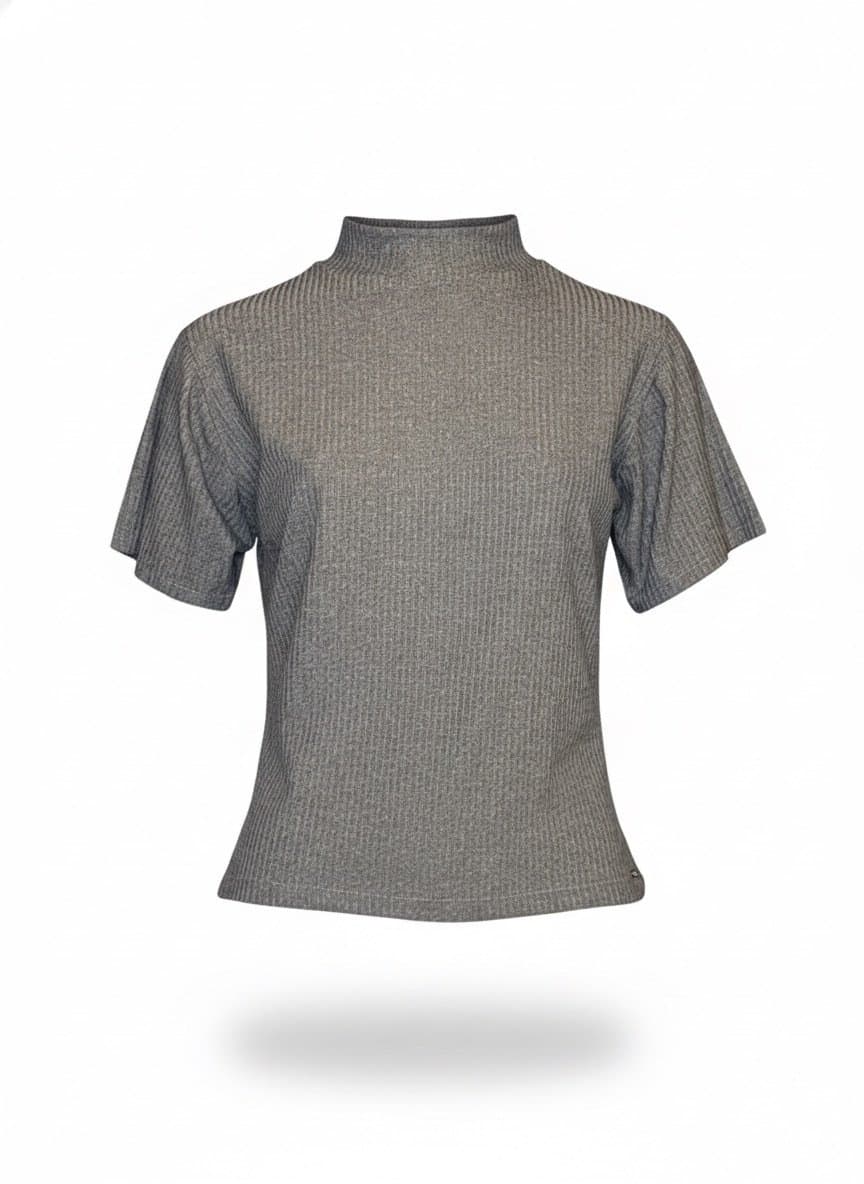Blusa Canelada Gola Chumbo, Cinza-escuro, tamanho G