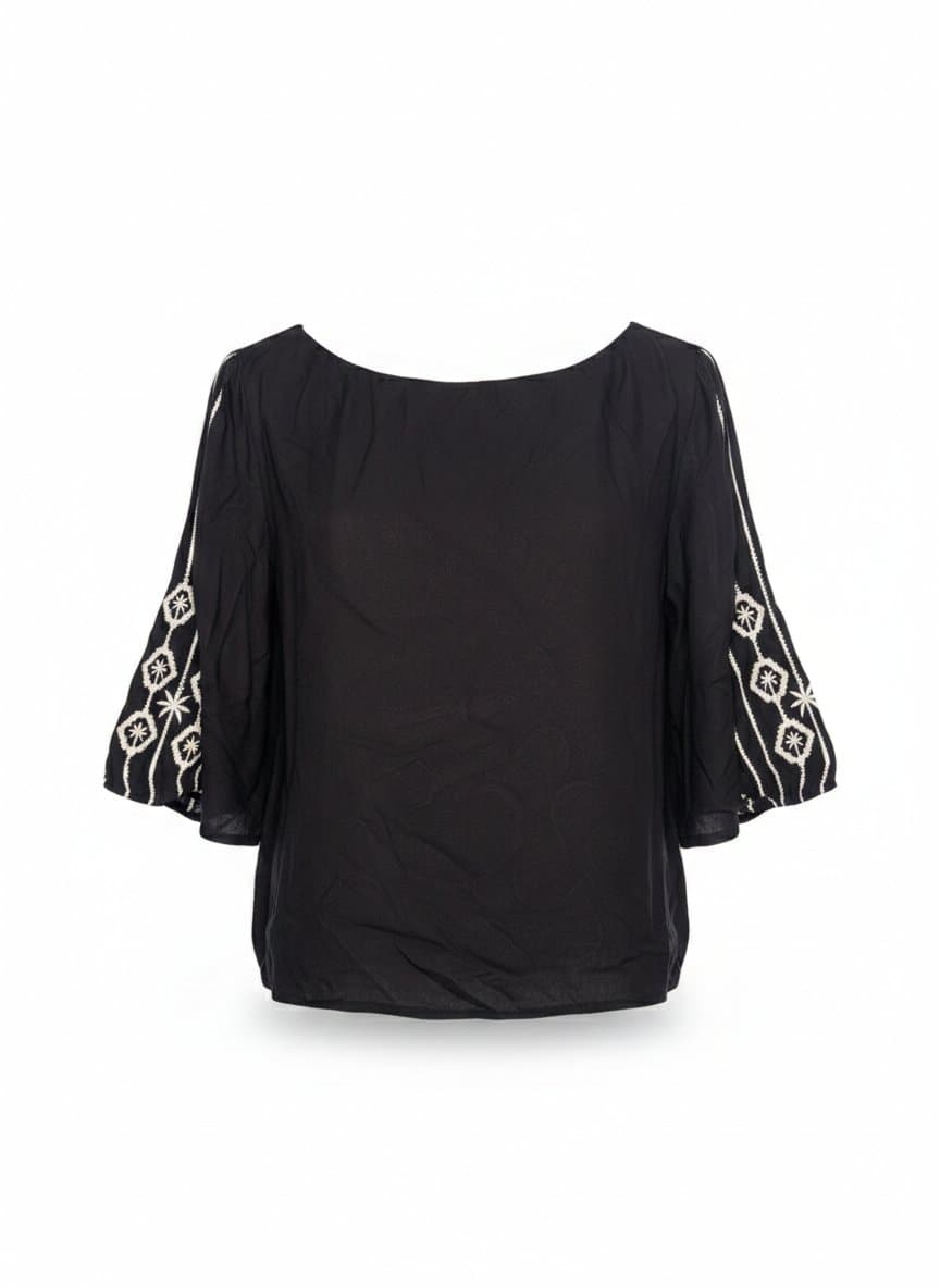 Blusa Preta Bordado Manga Off Lez A Lez M, Lez a Lez, Preto, tamanho M