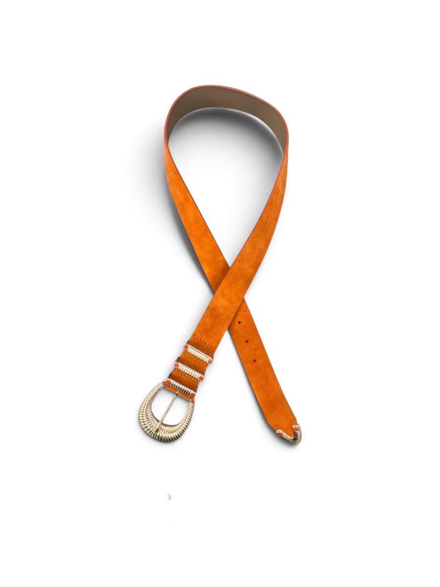 Cinto Couro Coral Fivela Dourada, Coral, tamanho -